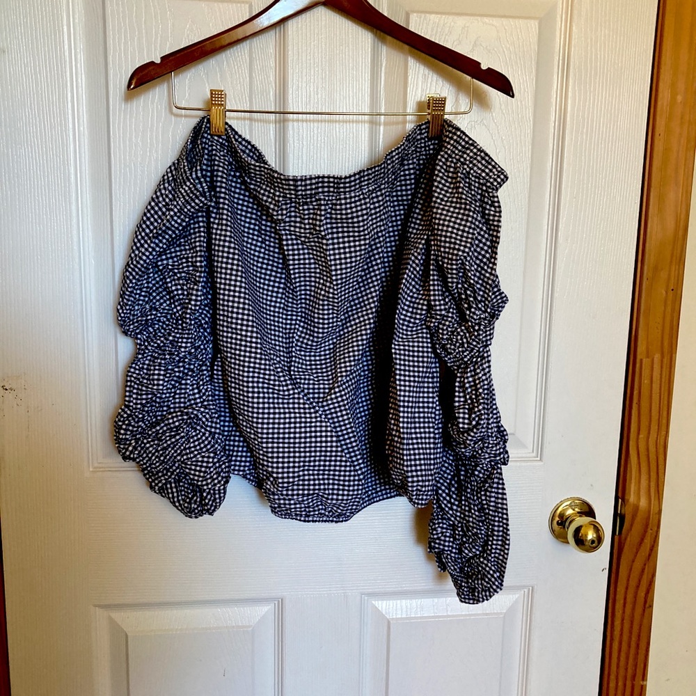 Charlotte Russe Off Shoulder Gingham Crop Top